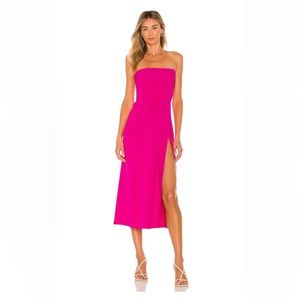 Amanda Uprichard Mandy Midi Dress in Barbie Hot Pink